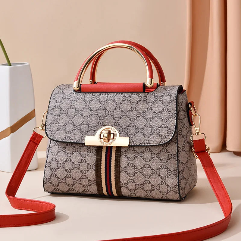 GeoCharm – Women’s Shoulder Bag with Retro Pattern & Back Zipper