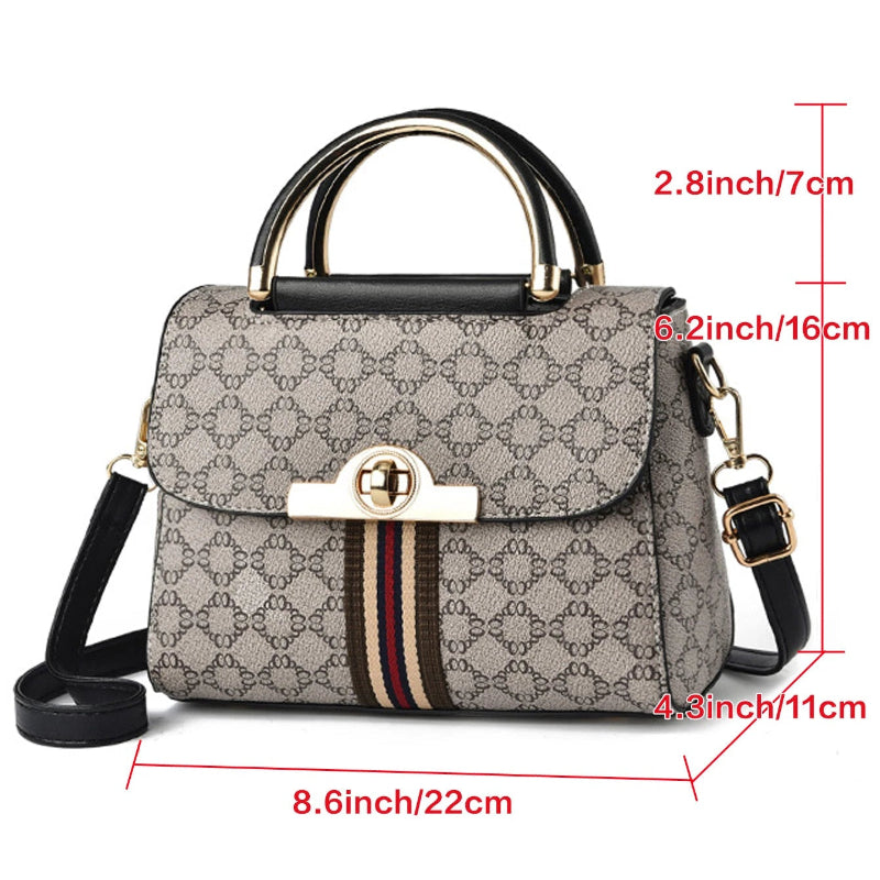 GeoCharm – Borsa a tracolla da donna con motivo retrò e cerniera posteriore