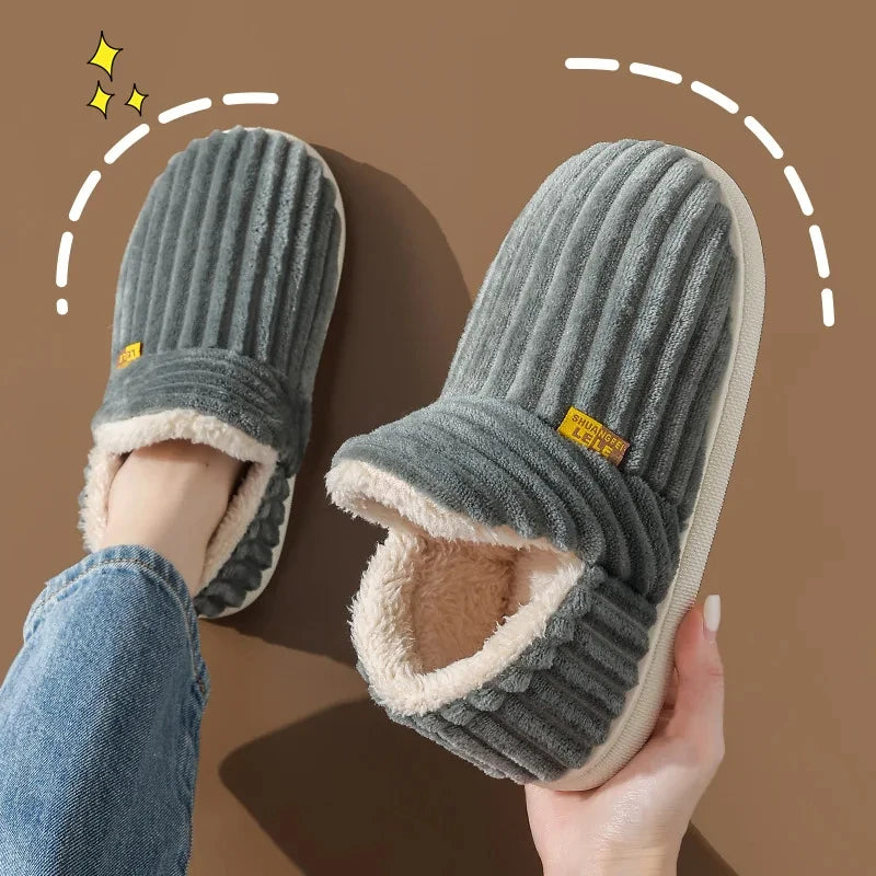 Chaussons douillets en peluche – Chaussures d'intérieur unisexes à semelle souple