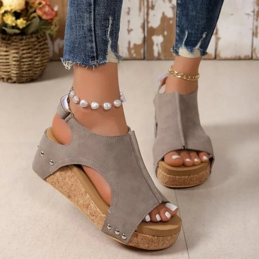 Women's Summer High Heel Platform Sandals – Elegant & Comfortable Solid Color Multiple Options
