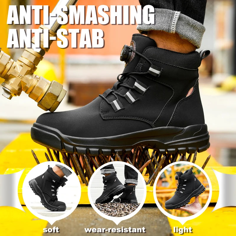 Men’s Lightweight Safety Shoes – Anti-Smash Anti-Puncture Slip-Resistant Work Boots