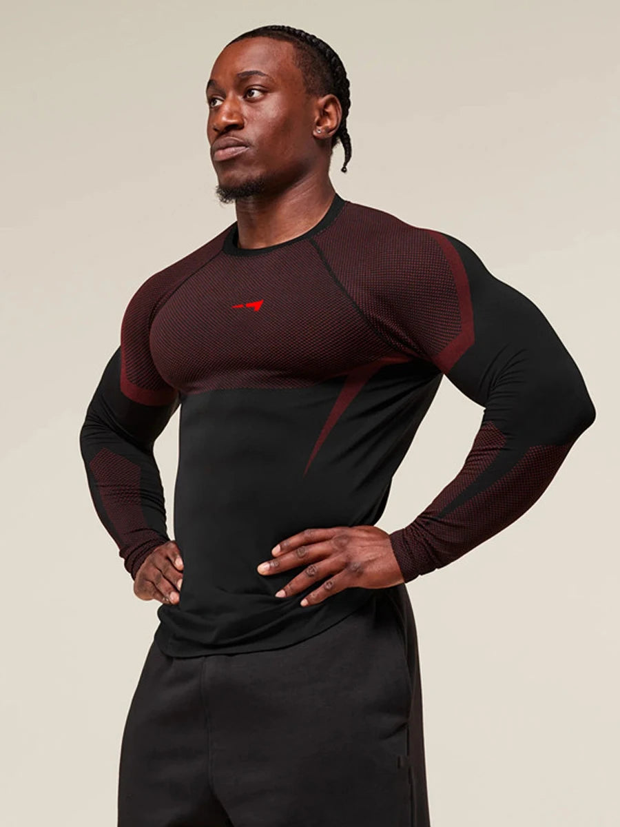 Men’s Long-Sleeve Quick-Dry Fitness Shirt – Breathable Slim Fit for Running & Training