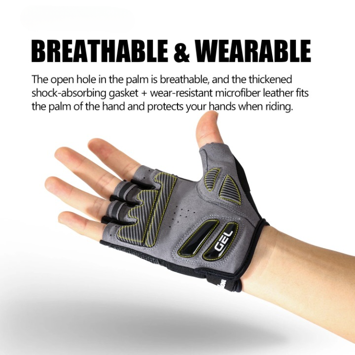 Half Finger Cycling Gloves – Gel Padded, Breathable, Touchscreen Compatible