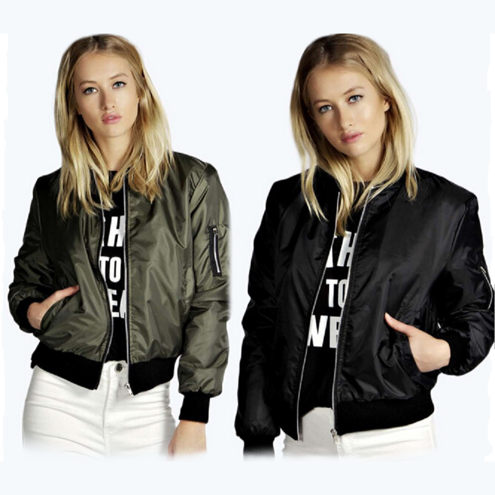 Women’s Bomber Jacket with Zipper – Autumn Winter Fashion